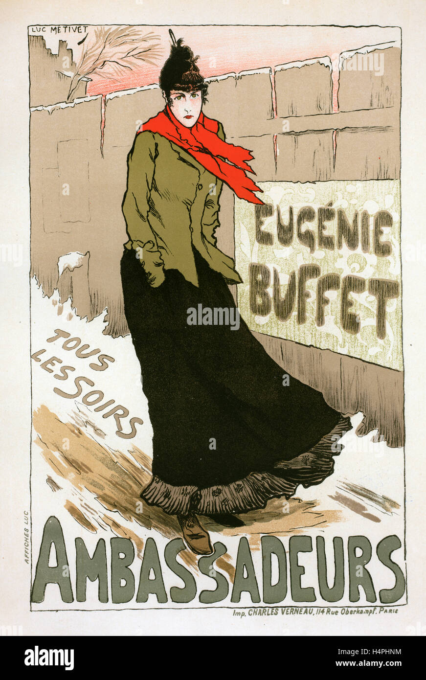 Poster per le Concert des Ambassadeurs, Eugénie Buffet. Lucien Marie François Métivet, 1863 - 1930 1932, francese poster artist Foto Stock
