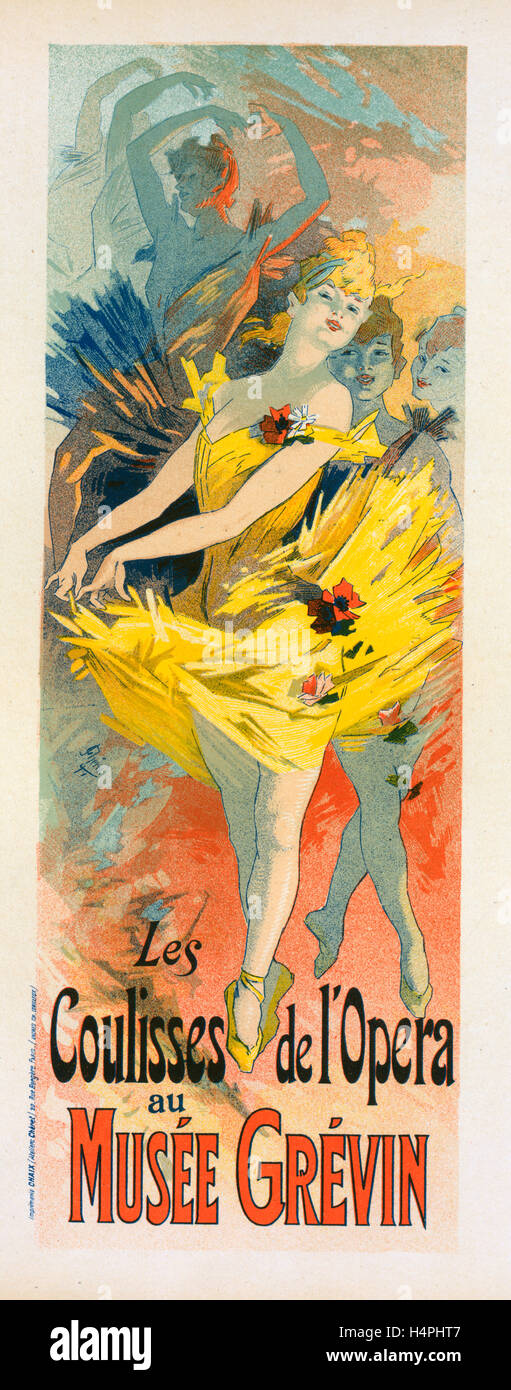 Poster per il Musée Grévin di Parigi Francia, les coulisse de l'Opéra. Chéret, Jules (1836-1932), pittore francese Foto Stock