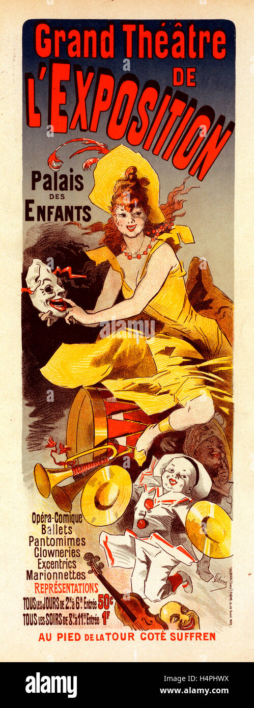 Poster per il Grand Théâtre de l'Exposition. Chéret, Jules (1836-1932), pittore francese e litografo Foto Stock