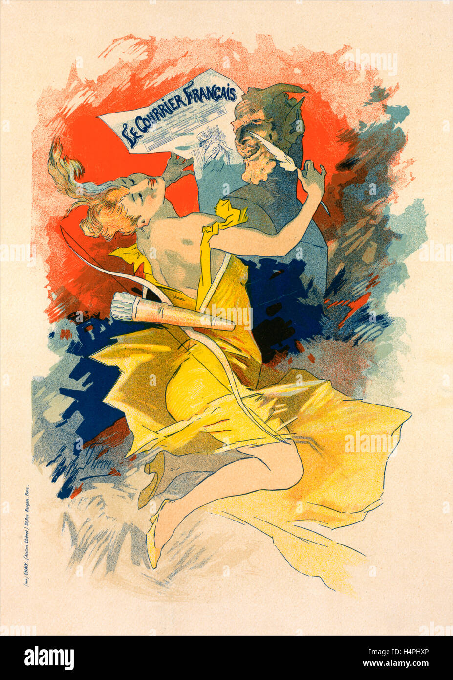 Poster per le journal le Courrier Français. Chéret, Jules (1836-1932), pittore francese e litografo Foto Stock
