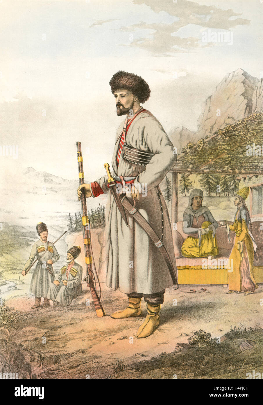 Circassian Il guerriero. Northwest Caucasian gruppo etnico nativo di Circassia Foto Stock