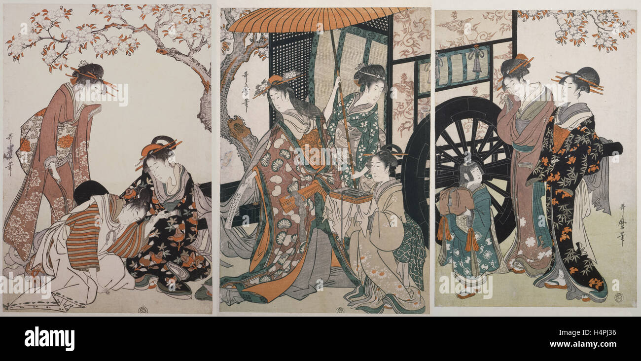 Mitate gosho-guruma, parodia di un imperiale carrello scena, Kitagawa Utamaro, (1753?-1806), artista, data di creazione: 1798. Foto Stock