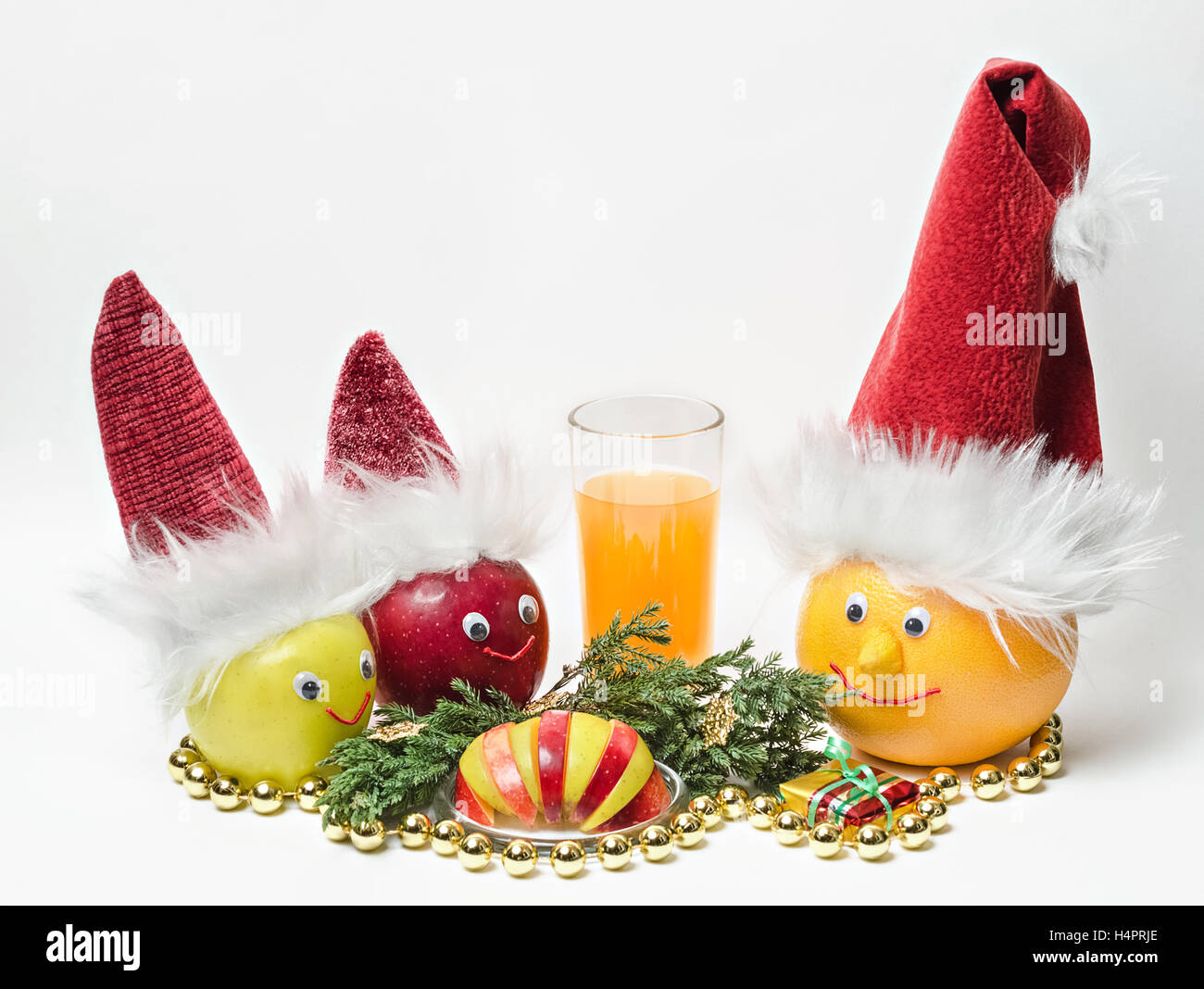 Il Natale di frutta e succhi di frutta Foto Stock