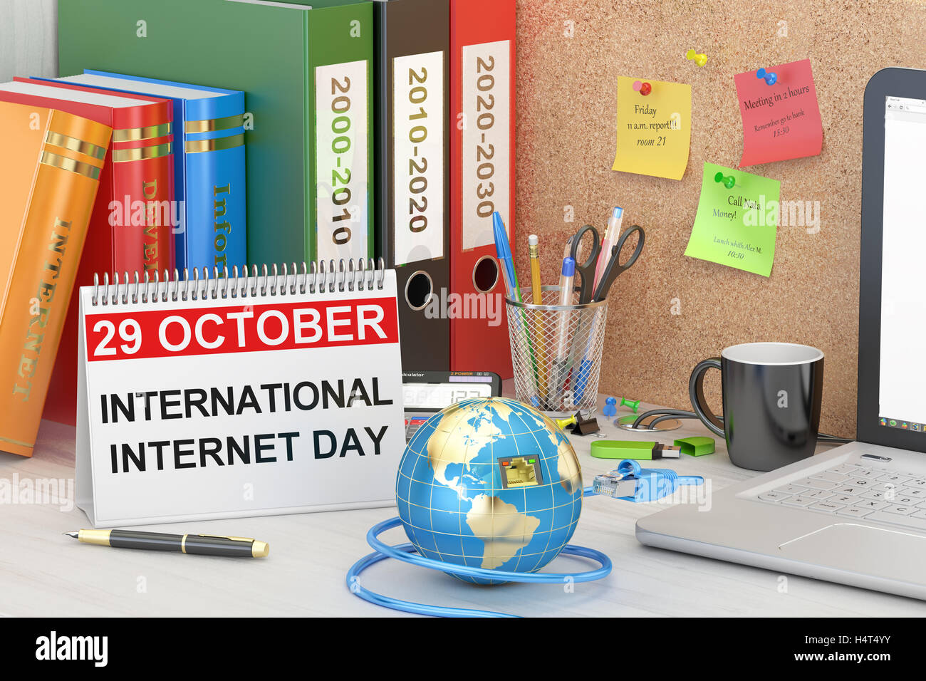 Giorno Internet concetto, rendering 3D Foto Stock