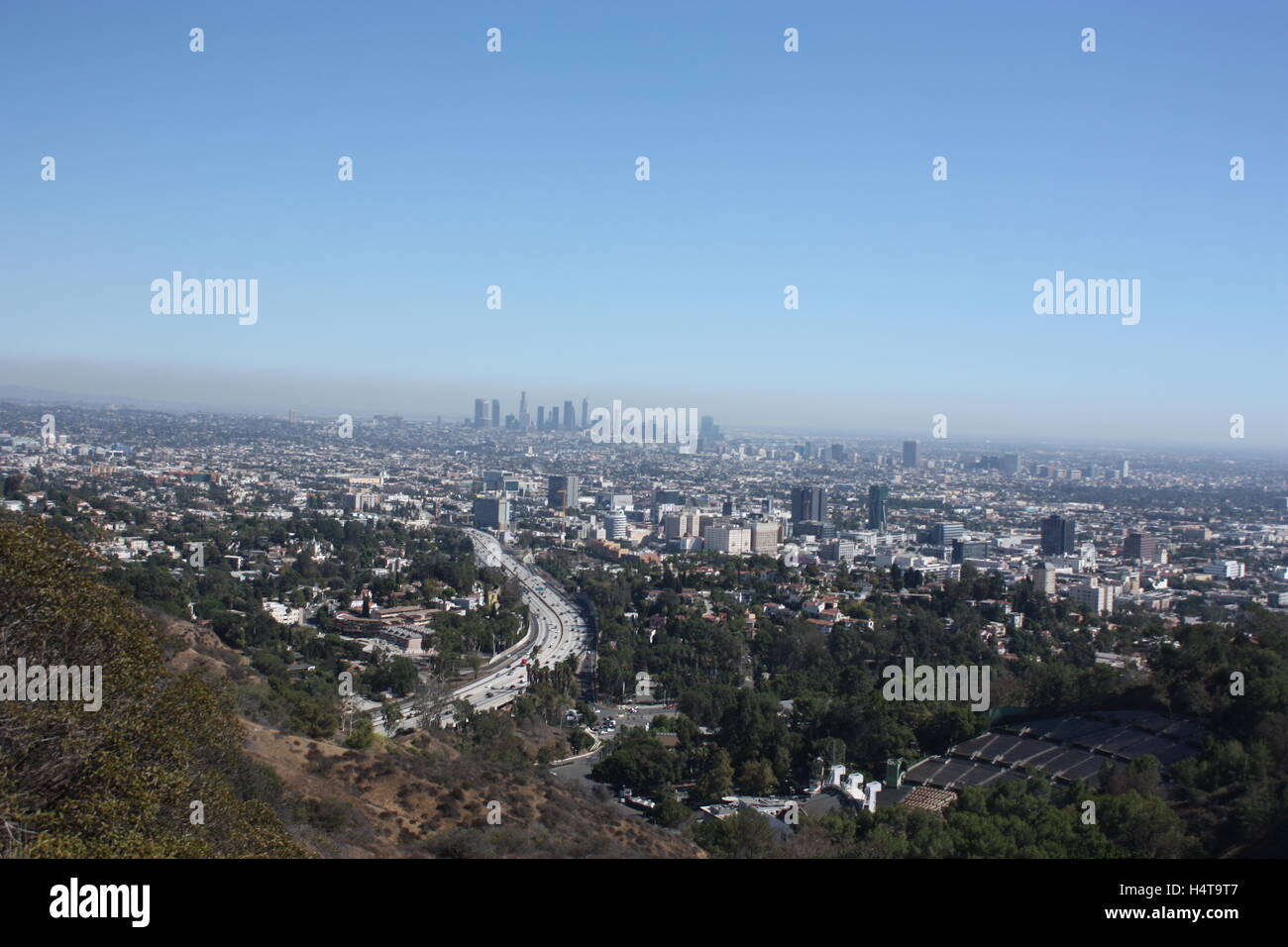 Incredibile vista su LA / Los Angeles California dalla sommità delle colline di Hollywood Foto Stock