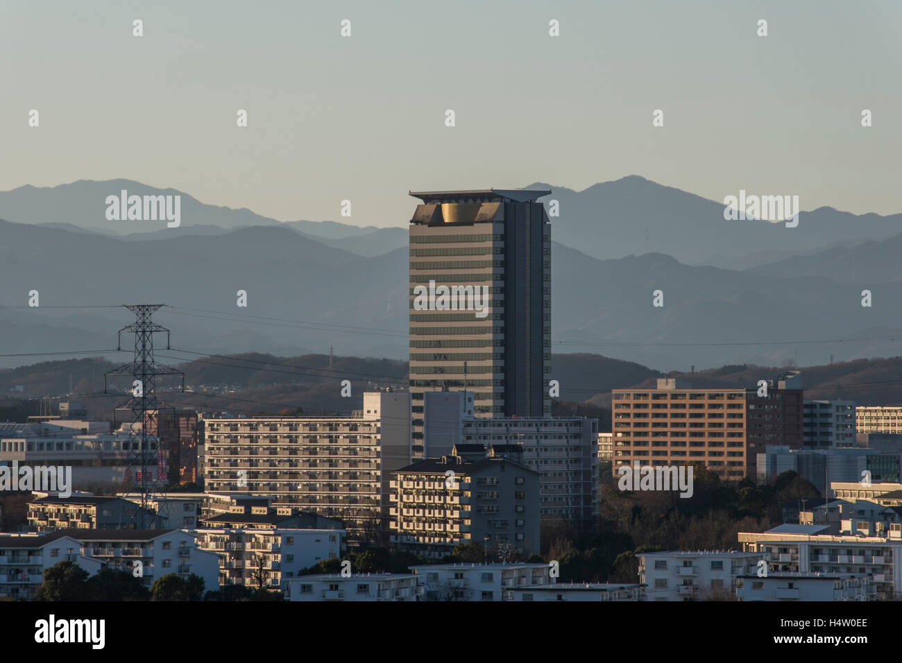 Vista generale di Tama Città Nuova dal panorama Hill, Tama City, Tokyo, Giappone Foto Stock