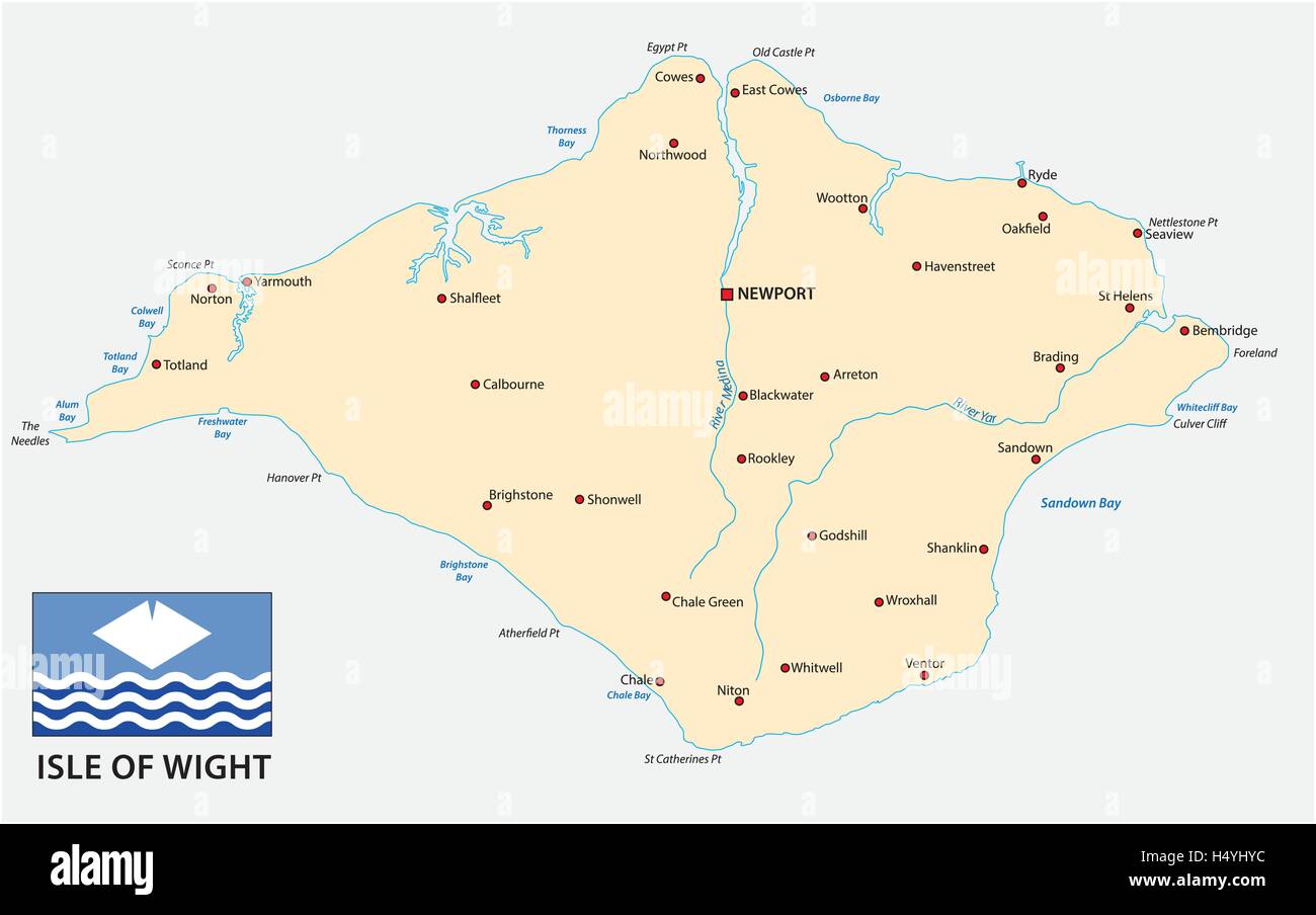 Isola di Wight mappa con bandiera Illustrazione Vettoriale