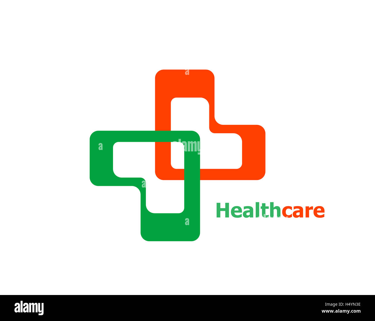 Medical Logo Croce Farmacia naturale clinica eco design modello. Medicina Health care logotipo. Ecologia verde Icona del settore sanitario. Foto Stock