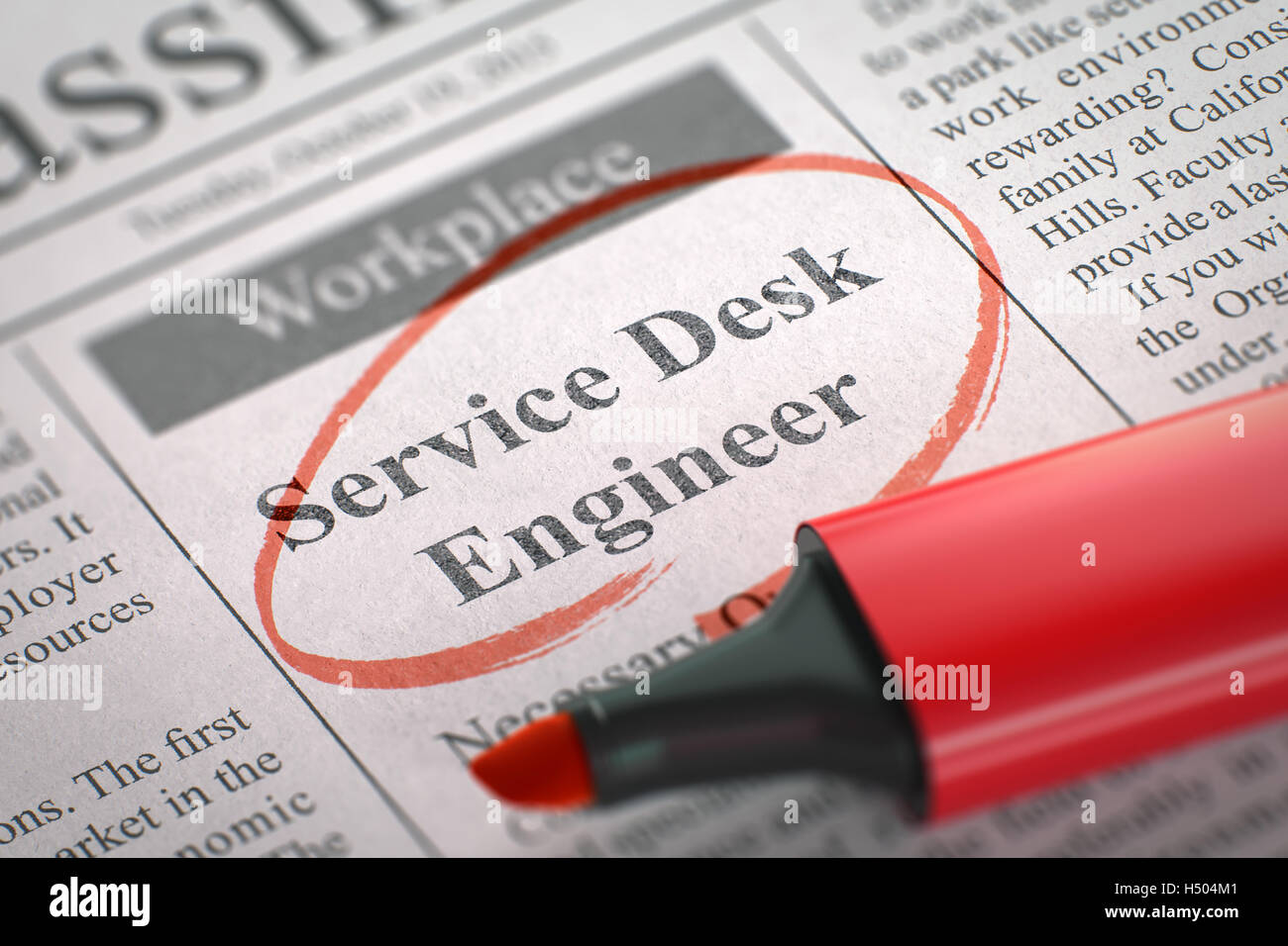 Il Service Desk Engineer voluto. 3D. Foto Stock