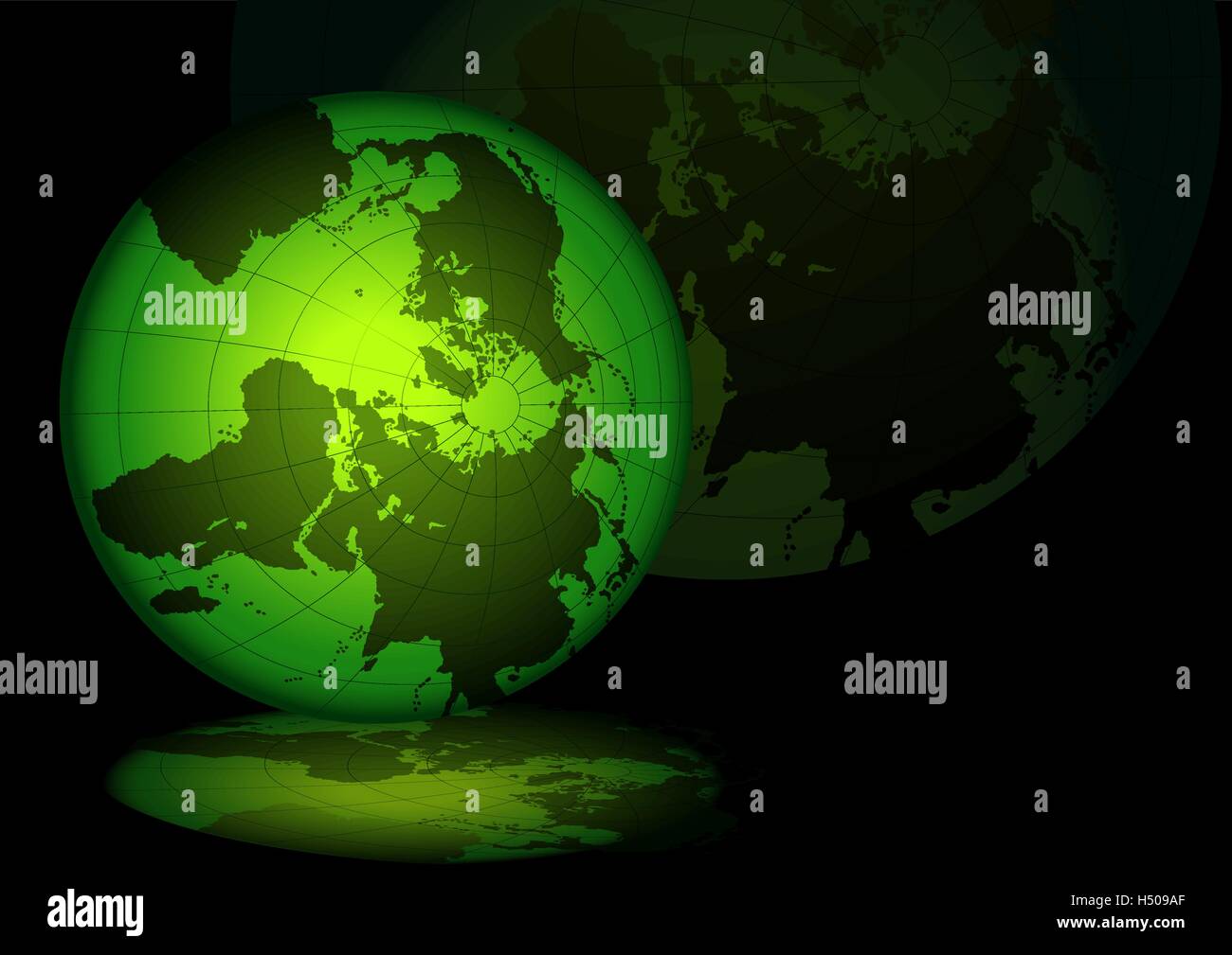 Un fulmine verde globo a griglia Illustrazione Vettoriale