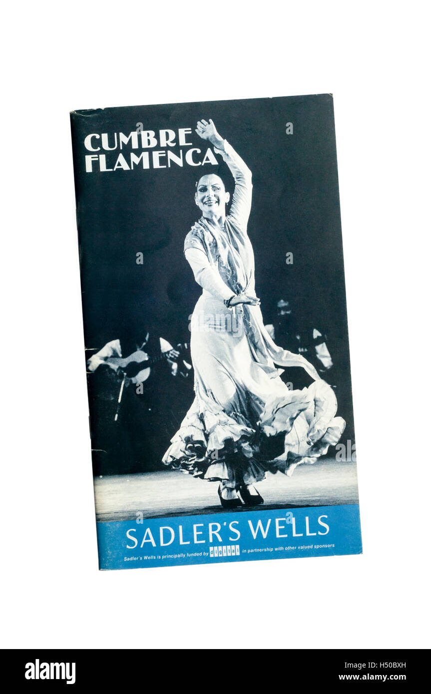 1990 Programma per la Cumbre Flamenca a Sadler's Wells. Foto Stock