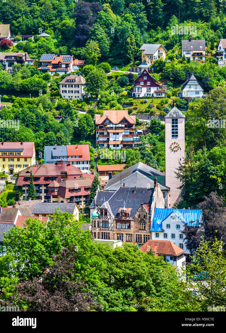 Vista di Triberg im Schwarzwald town - Germania, Baden-Württemberg Foto Stock
