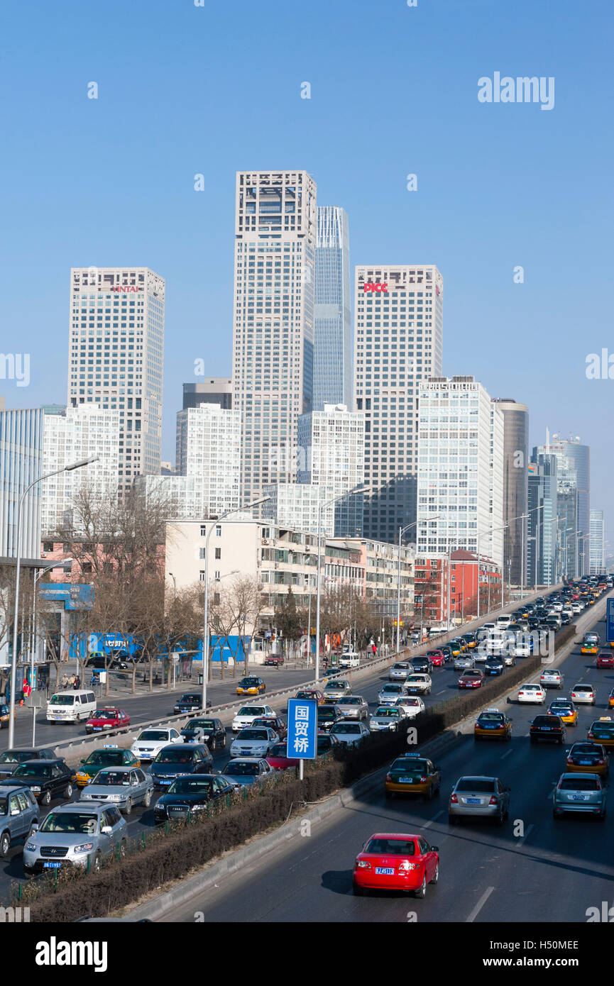 Skyline di Central Business District , CBD, al centro di Pechino CINA Foto Stock