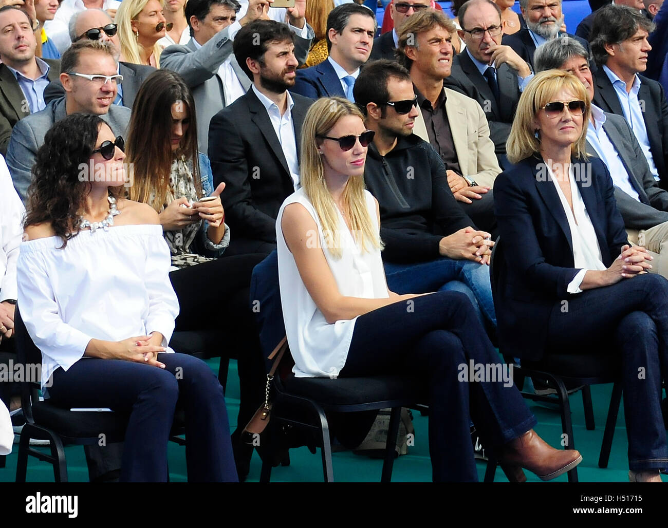 Palma di Mallorca, Spagna. Il 19 ottobre, 2016. Maria Isabel Nadal,Xisca Perello,Ana Maria Parera durante la cerimonia di inaugurazione della Accademia Tennis, '' Rafa Nadal ''in Palma di Mallorca Mercoledì, Ottobre 19, 2016. Credito: Gtres Información más Comuniación on line,S.L./Alamy Live News Foto Stock