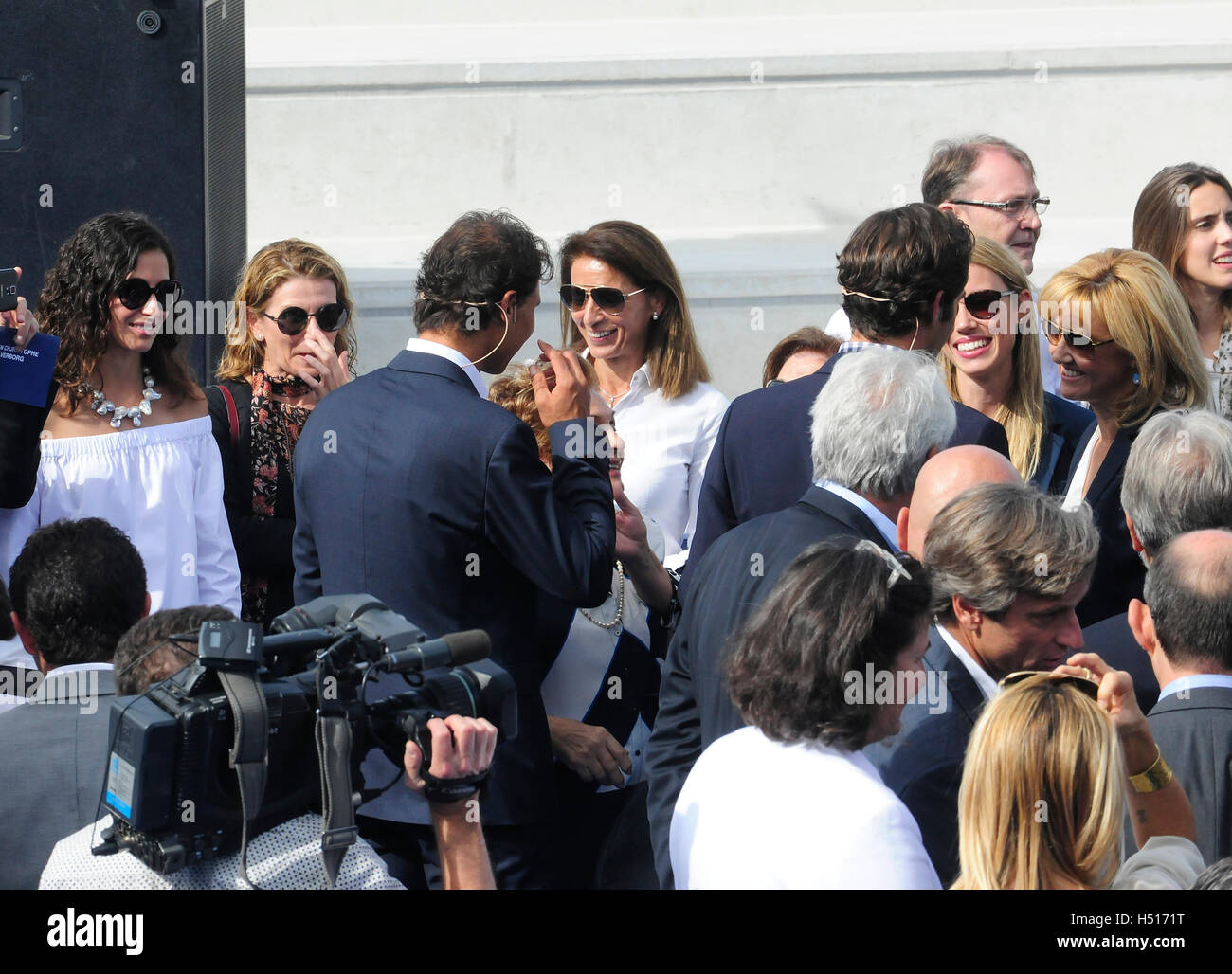 Palma di Mallorca, Spagna. Il 19 ottobre, 2016. Maria Isabel Nadal,Xisca Perello,Ana Maria Parera,RafaNadal durante la cerimonia di inaugurazione della Accademia Tennis, '' Rafa Nadal ''in Palma di Mallorca Mercoledì, Ottobre 19, 2016. Credito: Gtres Información más Comuniación on line,S.L./Alamy Live News Foto Stock