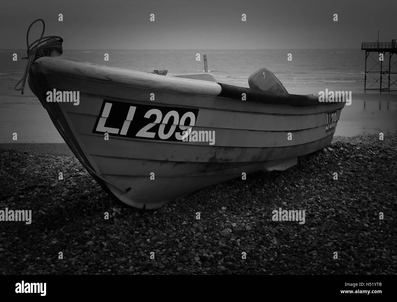 Spiaggiata barca da pesca Foto Stock