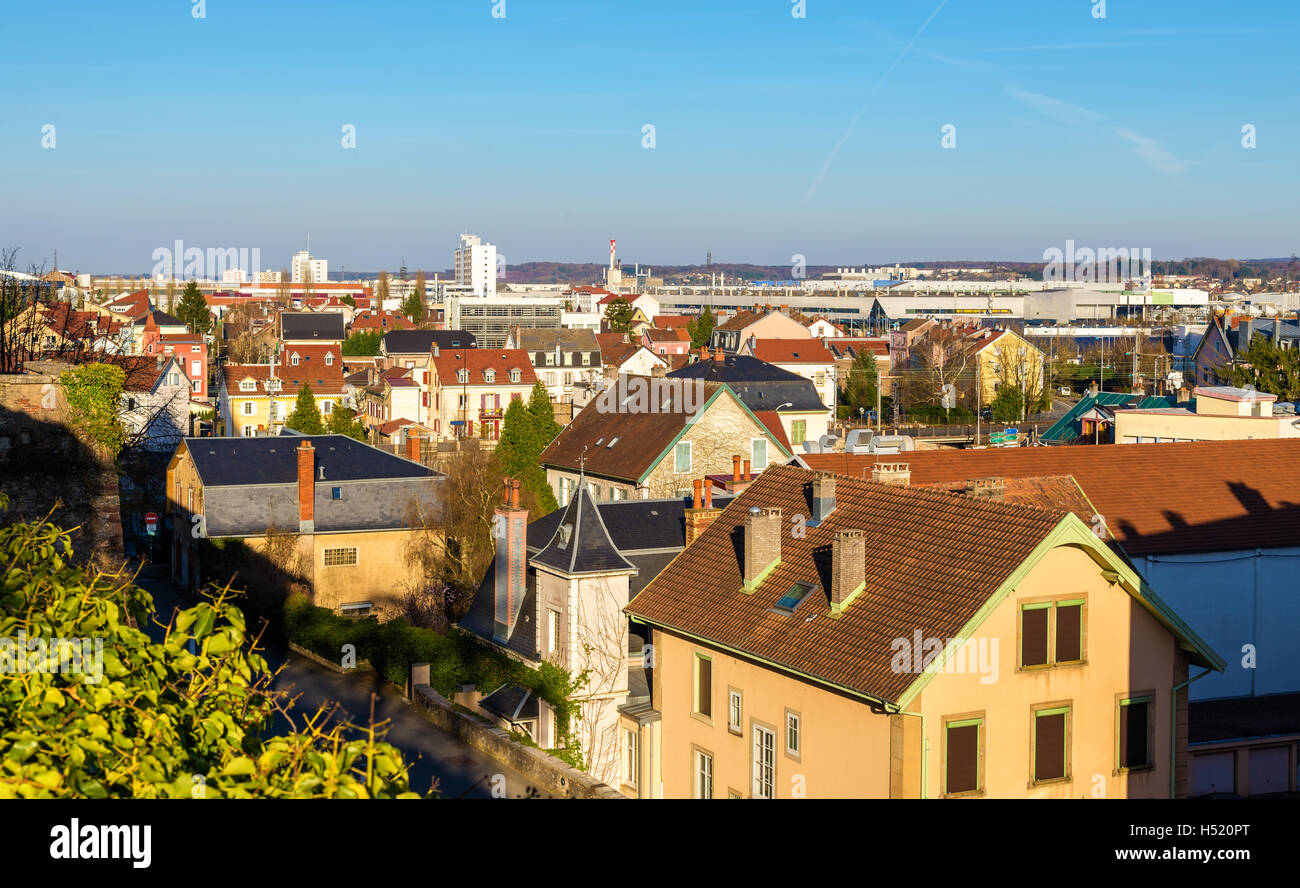 Vista della città di Montbéliard - Francia, Doubs Foto Stock