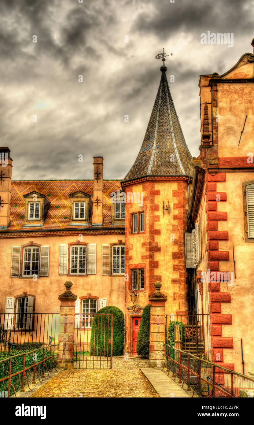 Il Chateau d'Osthoffen, un castello medievale in Alsazia, Francia Foto Stock
