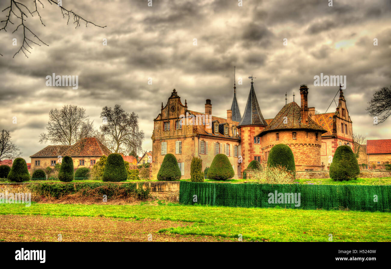 Il Chateau d'Osthoffen, un castello medievale in Alsazia, Francia Foto Stock