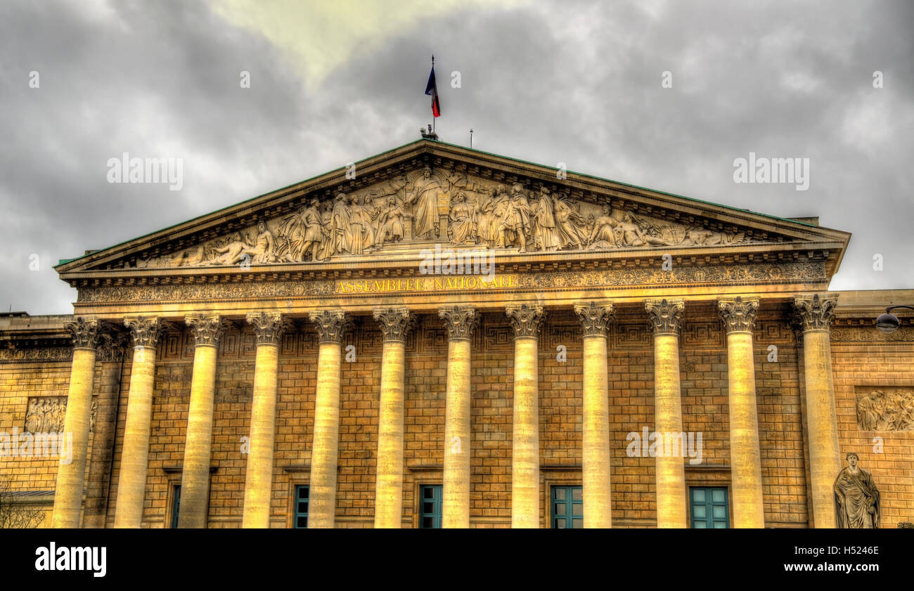 Palais Bourbon - L Assemblea Nazionale di Francia a Parigi Foto Stock