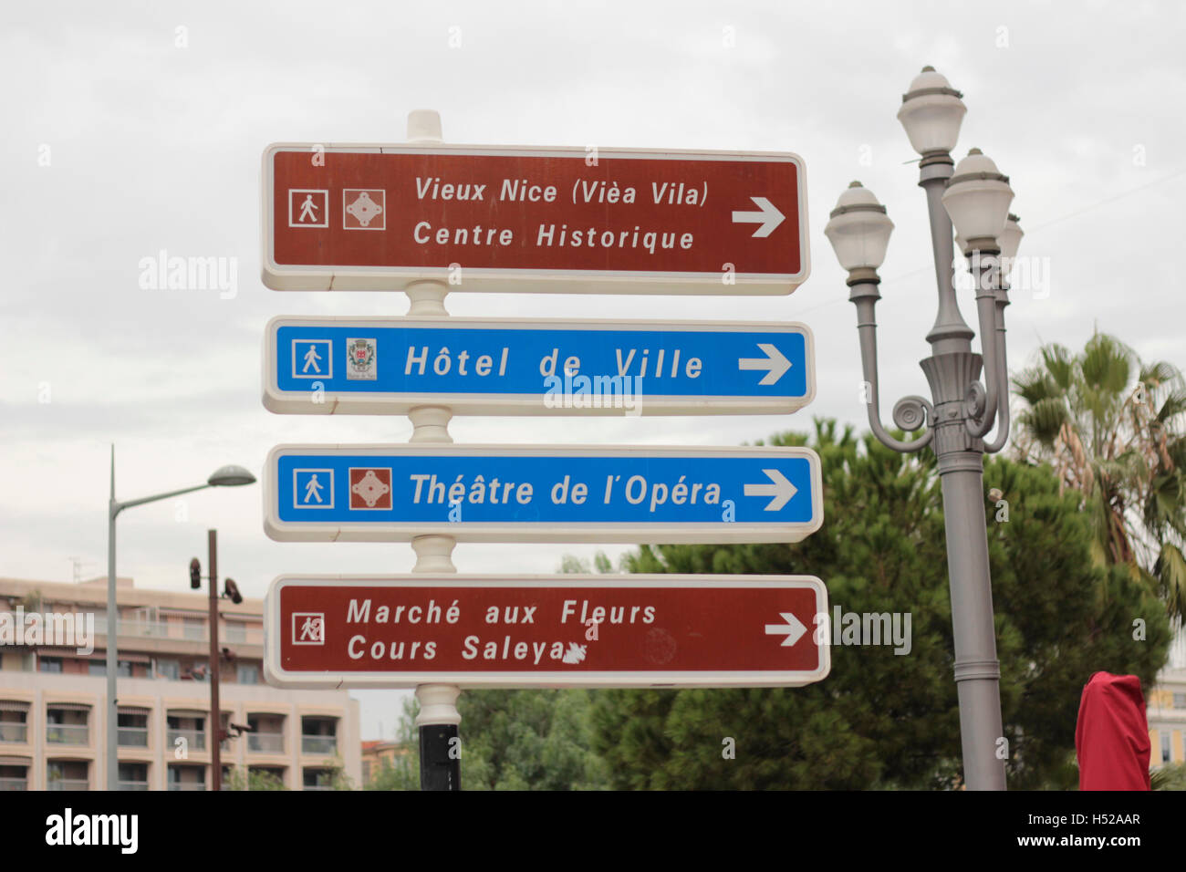 Indicazioni stradali a Nizza, Francia Foto Stock