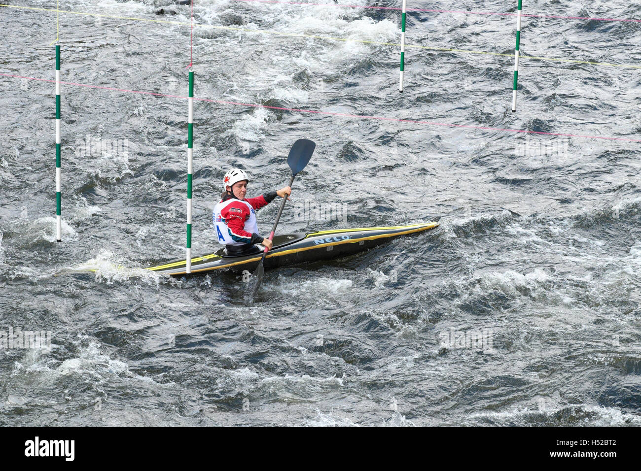 British canoa slalom concorrenza sul fiume Wye a Symonds Yat Herefordshire in ottobre 2016 Foto Stock