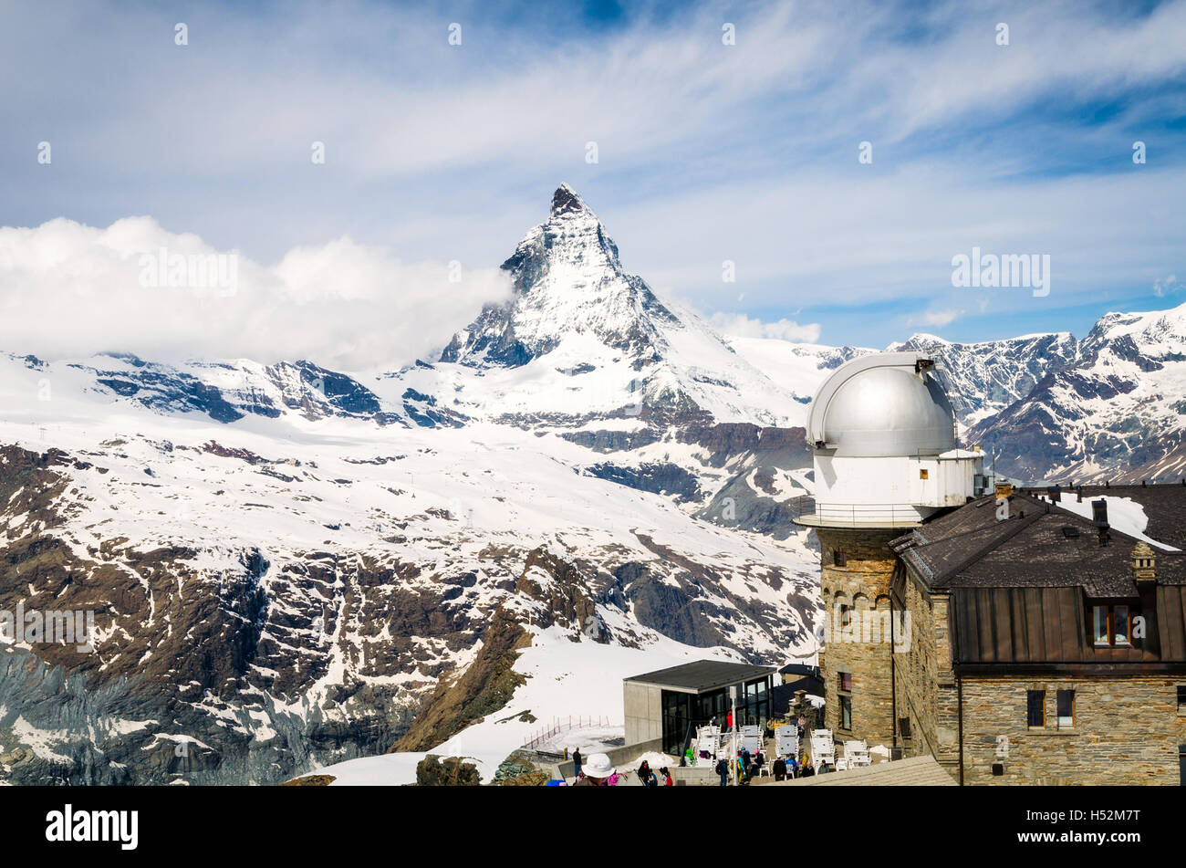 Matterhorn restaurant view, Svizzera. Foto Stock