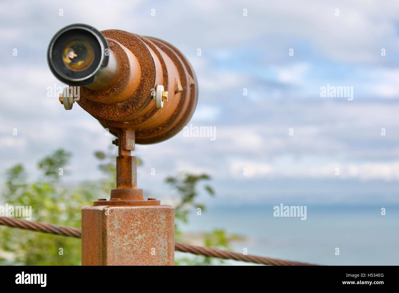 Telescopio al Durlston Country Park. Foto Stock