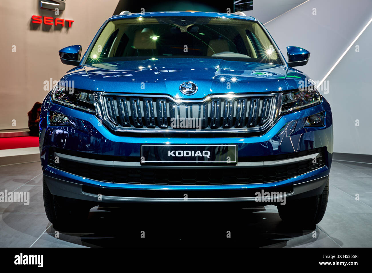 Parigi, Francia - 29 Settembre 2016: 2017 Skoda Kodiaq presentato il Motor Show di Parigi a Porte de Versailles Foto Stock