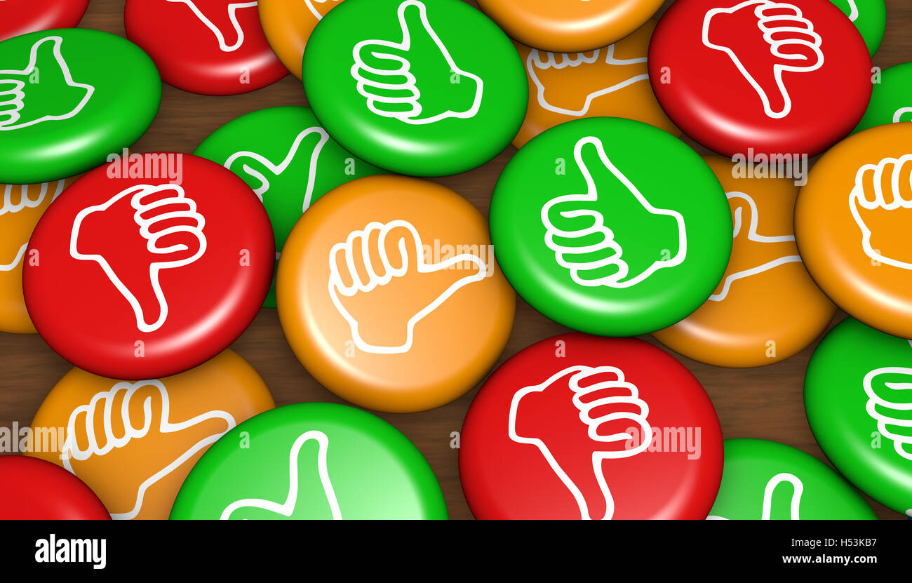 La soddisfazione del cliente feedback badge aziendali e concetto di commercializzazione 3d'illustrazione. Foto Stock