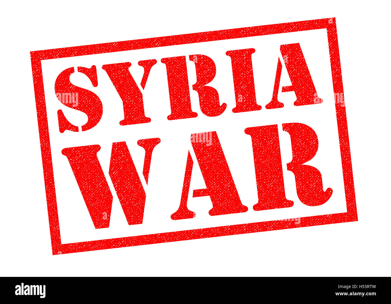 Siria guerra rosso timbro di gomma su uno sfondo bianco. Foto Stock