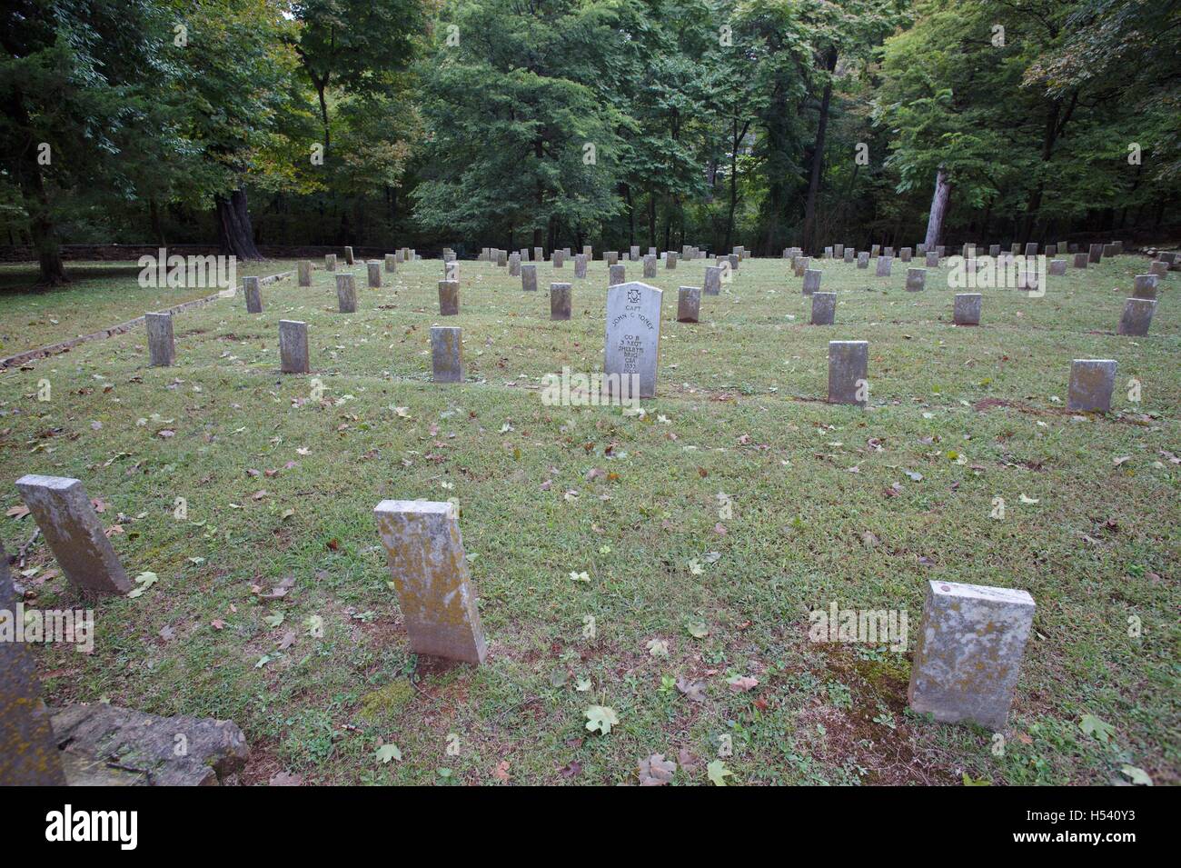 Tombe presso il Cimitero di confederati in Fayetteville, Arkansas, Stati Uniti d'America. Foto Stock