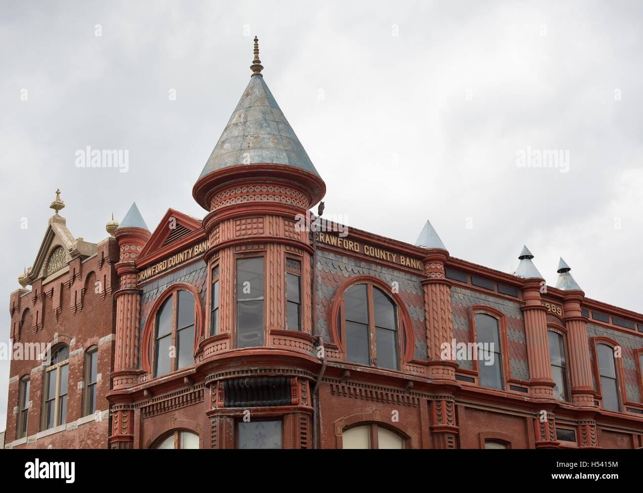 La storica Crawford County Bank Building si trova in Van Buren, Arkansas, Stati Uniti d'America. Foto Stock