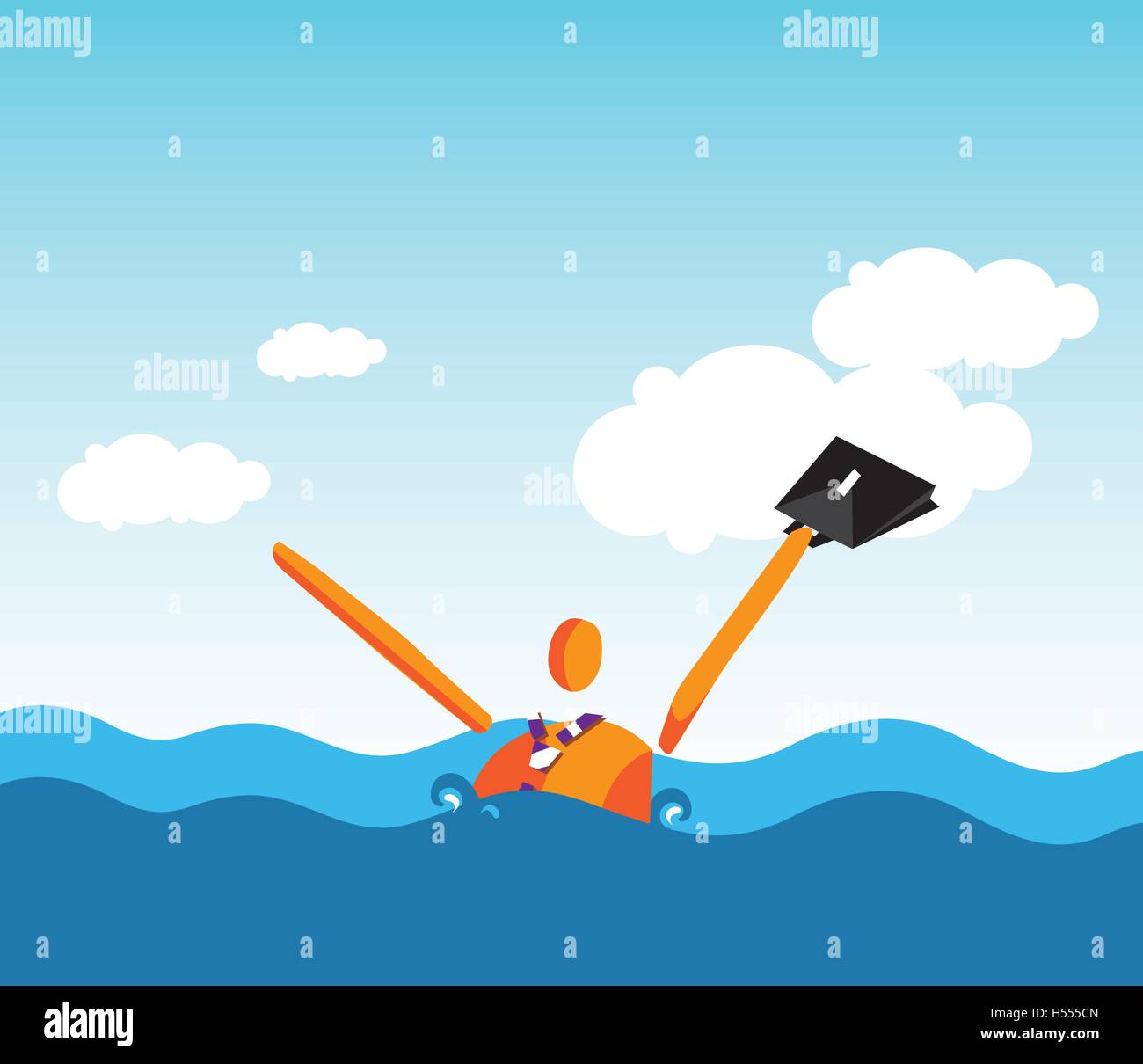 Annegamento di business man concept design. Illustrazione Vettoriale