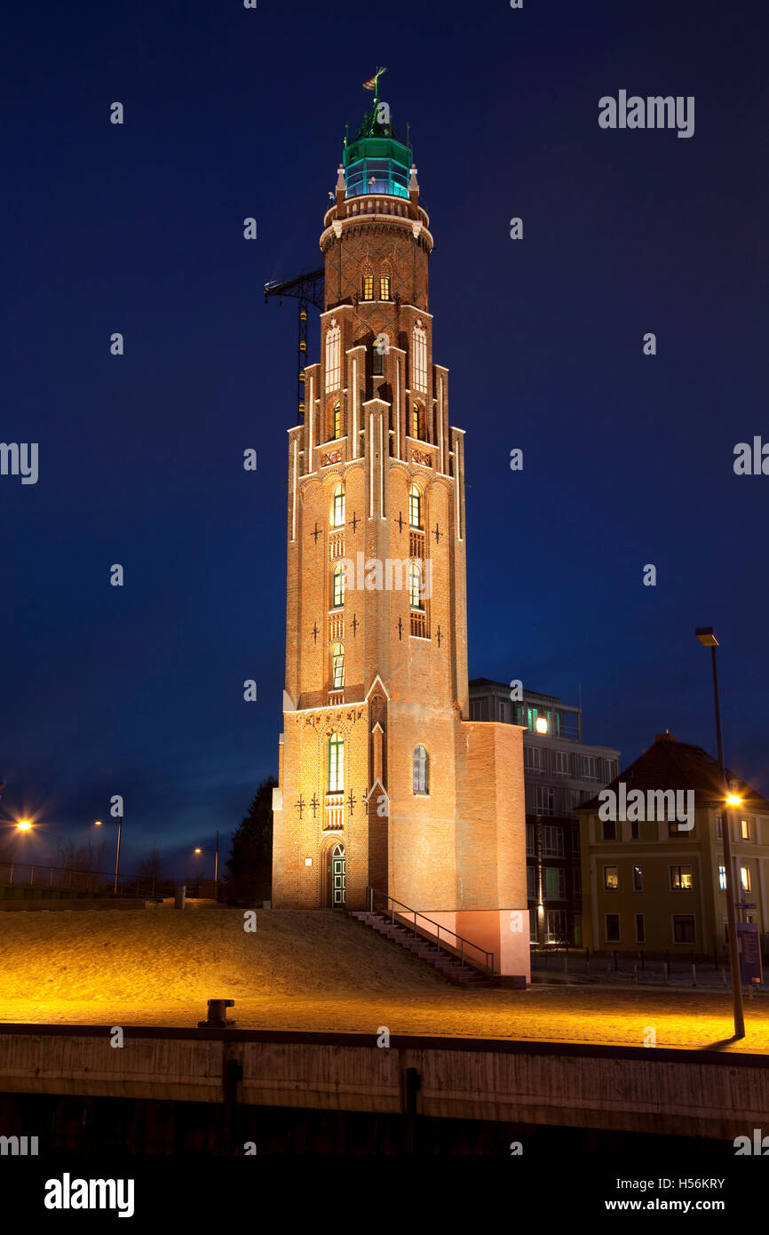 Faro Simon-Loschen, Neuer Hafen Porto, Bremerhaven, Brema Foto Stock