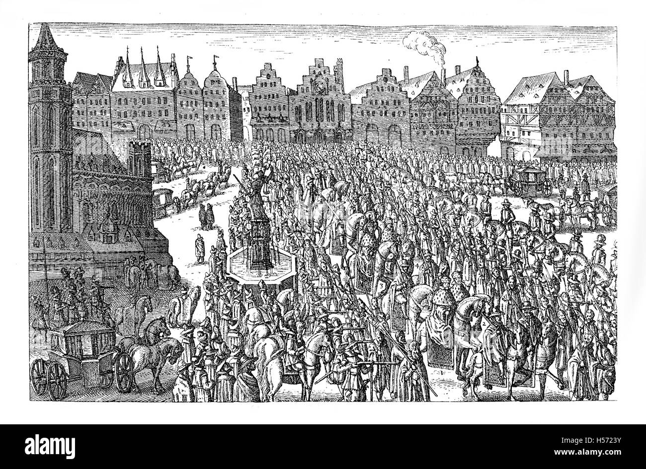 Ferdinando II di Asburgo incoronazione come imperatore del Sacro Romano Impero a Francoforte, anno 1619 Foto Stock
