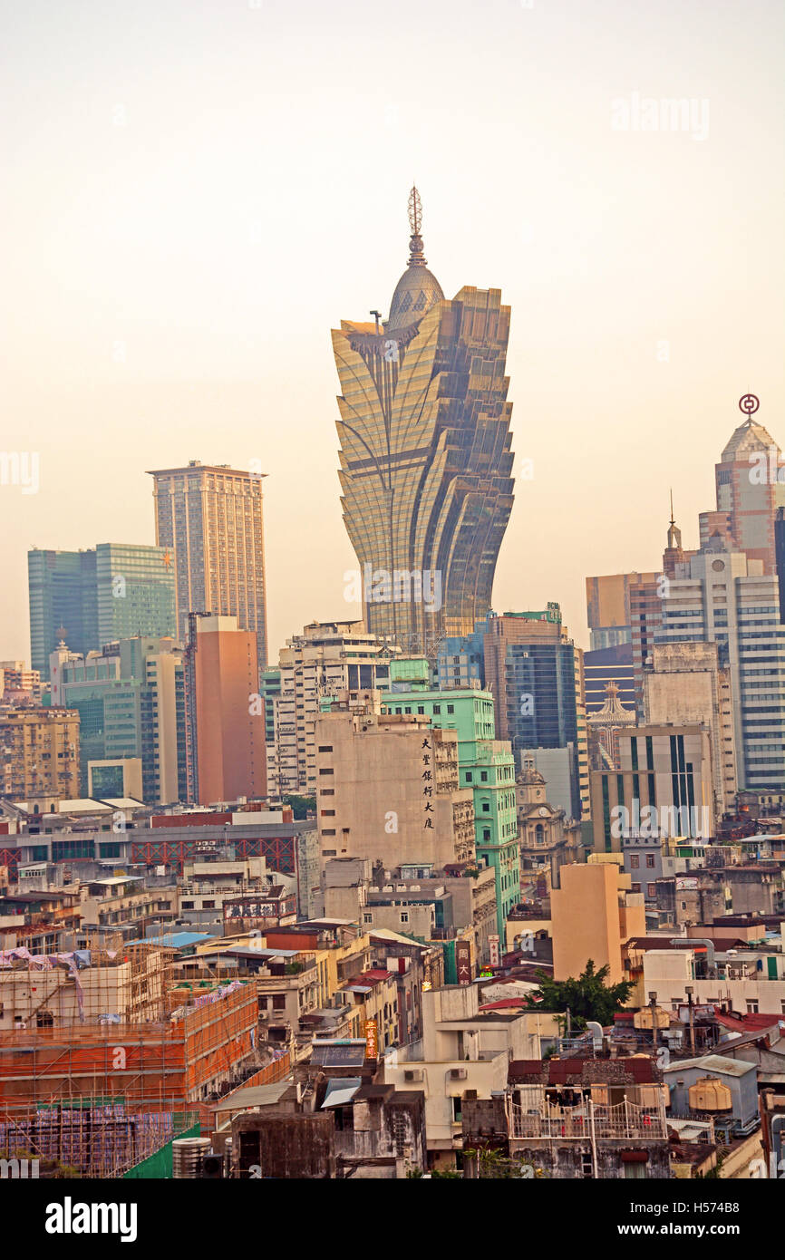 Skyline Grand Lisboa hotel casino Macao Cina Foto Stock