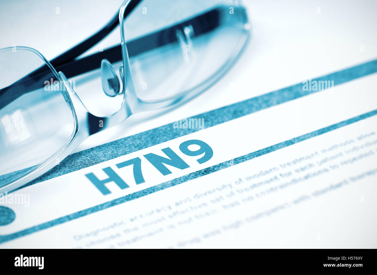 H7N9 - Diagnosi stampato. Il concetto di medicina. 3D'illustrazione. Foto Stock