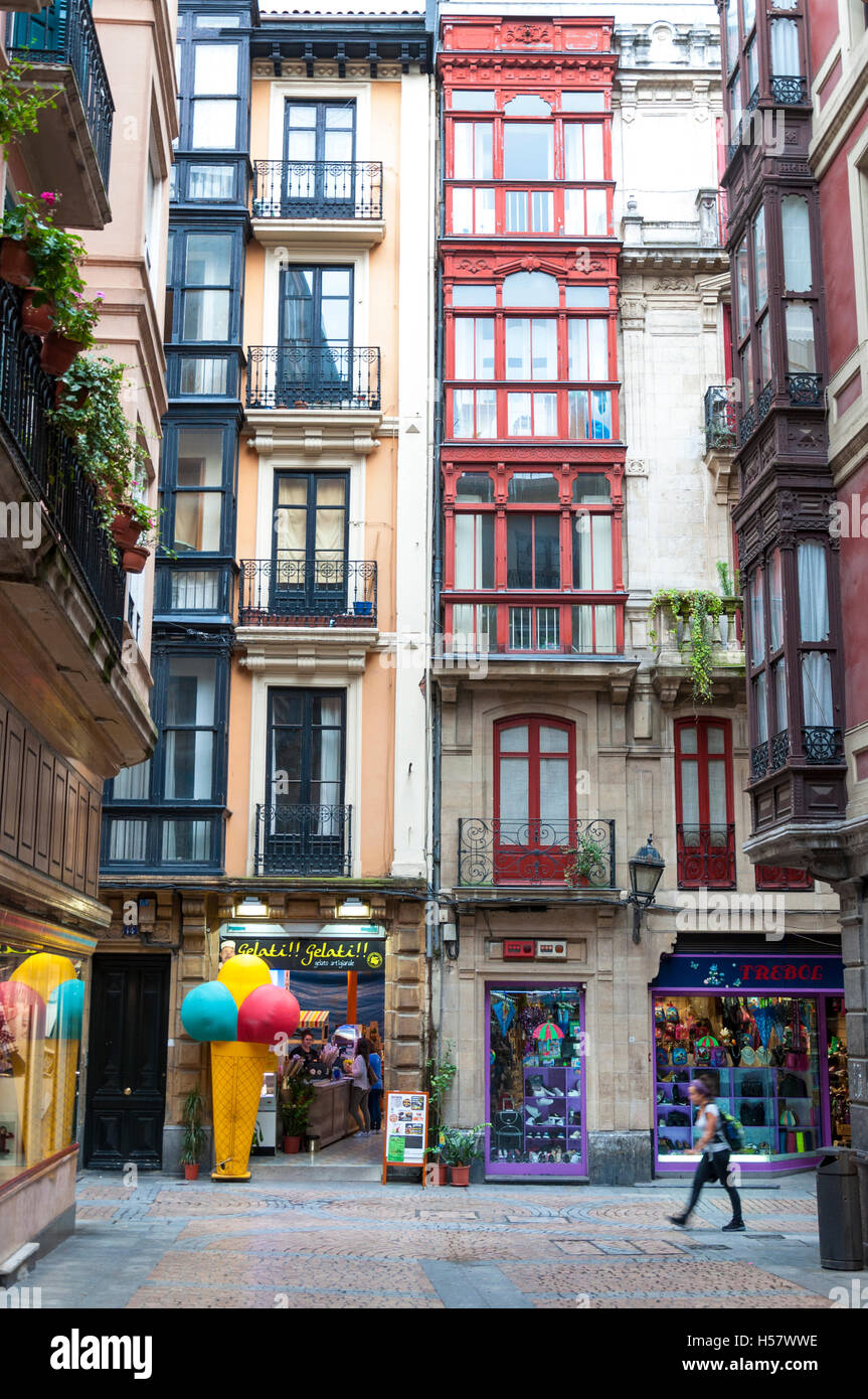 L'area della città vecchia di Bilbao, Spagna Foto Stock