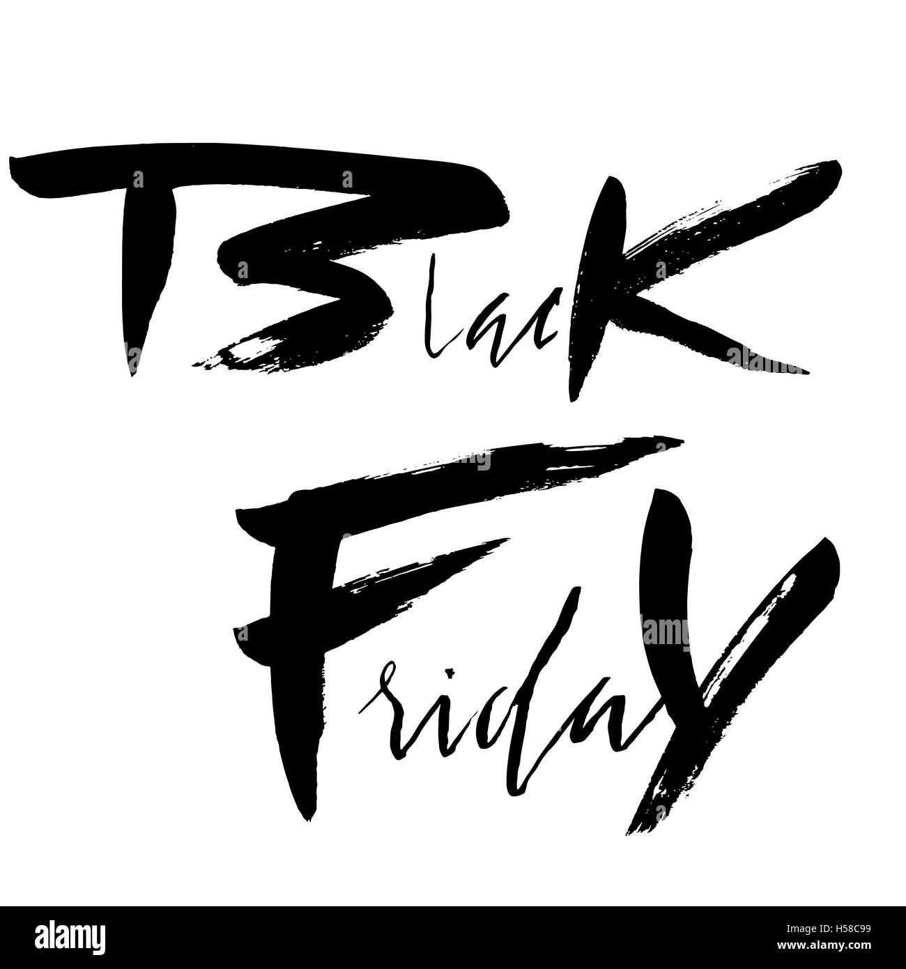 Venerdì nero vendita disegnati a mano lettering grunge. Elemento di calligrafia per logo, banner, Etichette, scudetti, stampe poster, web. illustrazione. Foto Stock