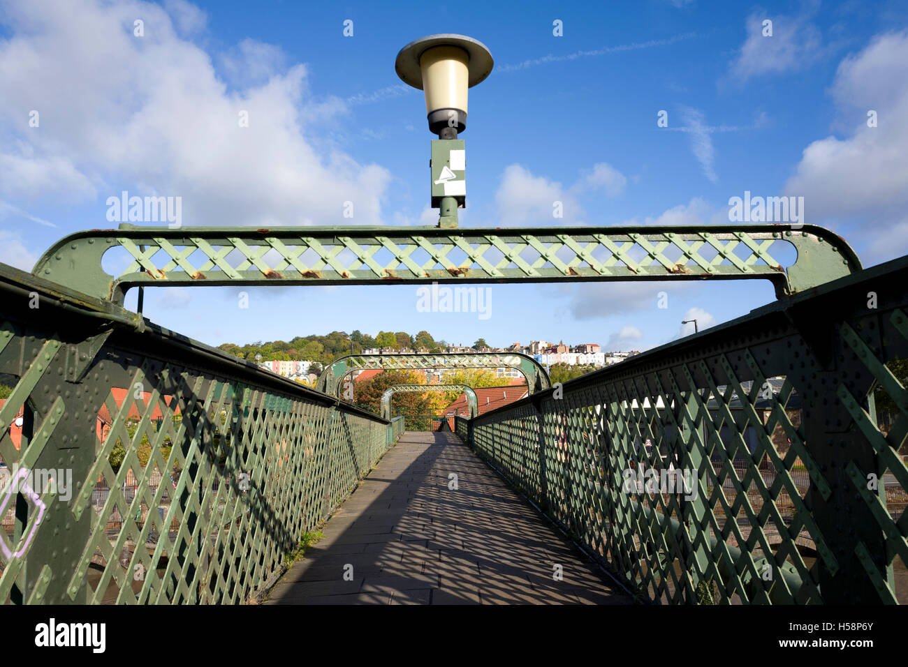Ferro da stiro pedesrian bridge, Regno Unito Foto Stock
