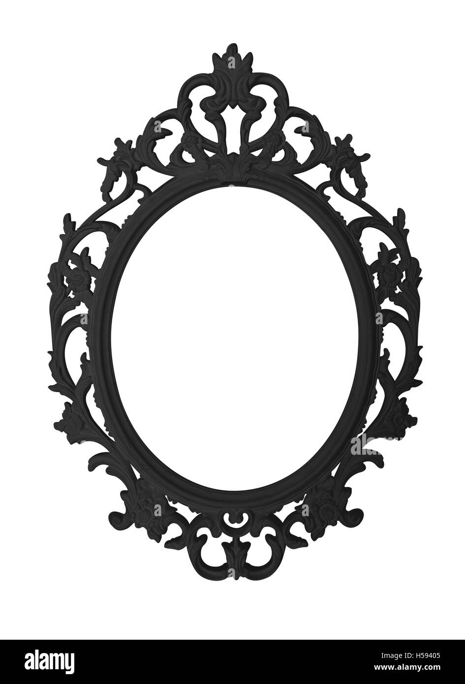 Vintage nero tondo telaio isolato su sfondo bianco e lo spazio per il testo Foto Stock