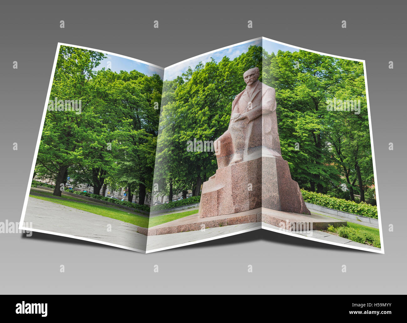 Il monumento di Janis Rainis (1865-1929) si trova nel Vermanes Garden a Riga, Lettonia, Paesi Baltici, Europa Foto Stock