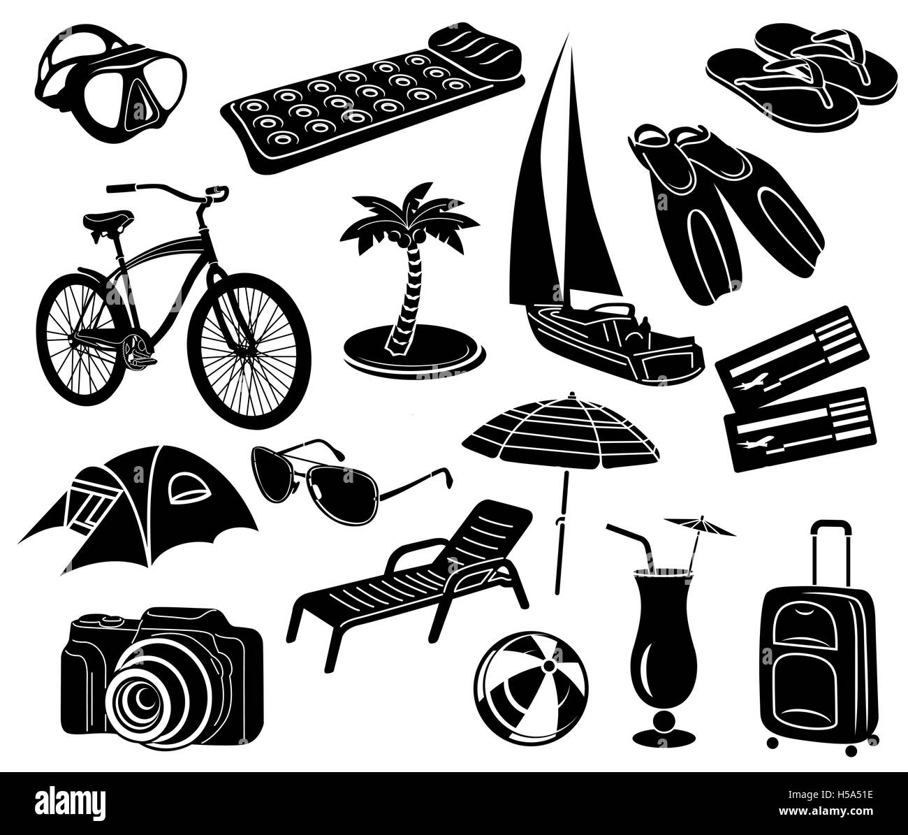 Estate set di icone, stile semplice Illustrazione Vettoriale