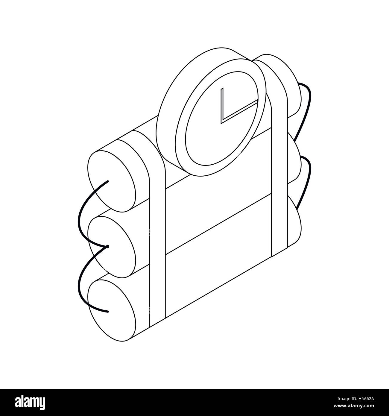 Bomba con timer clock icon isometrica 3d style Illustrazione Vettoriale