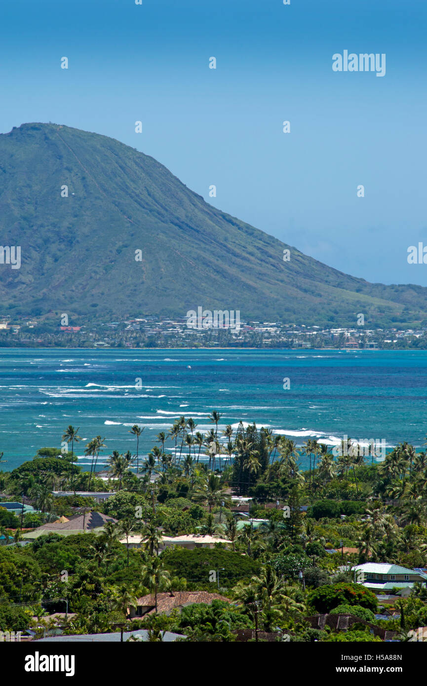 Vista di testa di Coco montagna su Oahu Island, Hawaii Foto Stock