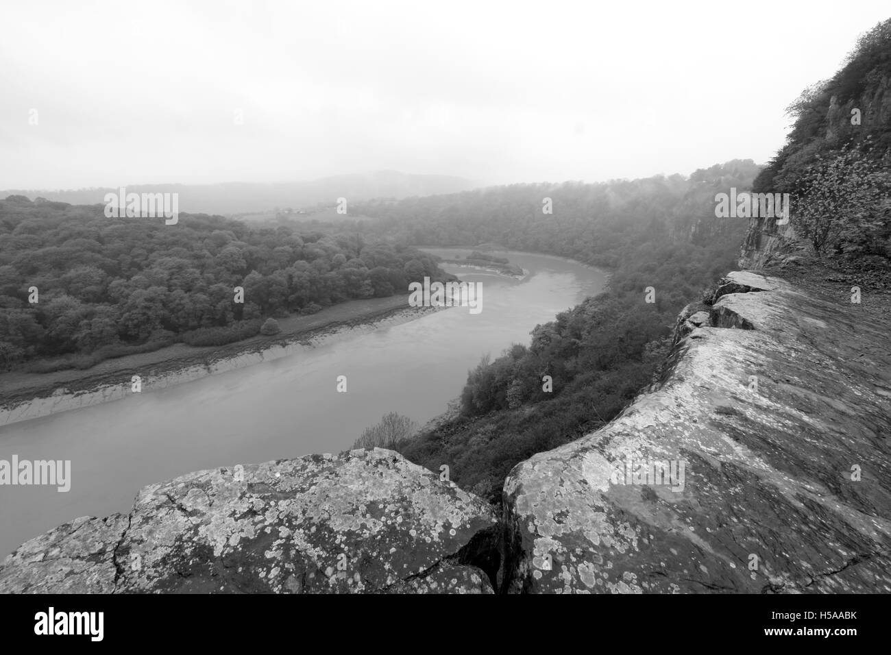 Fiume Wye dal Woodcroft cava, Woodcroft, Gloucestershire, England, Regno Unito Foto Stock