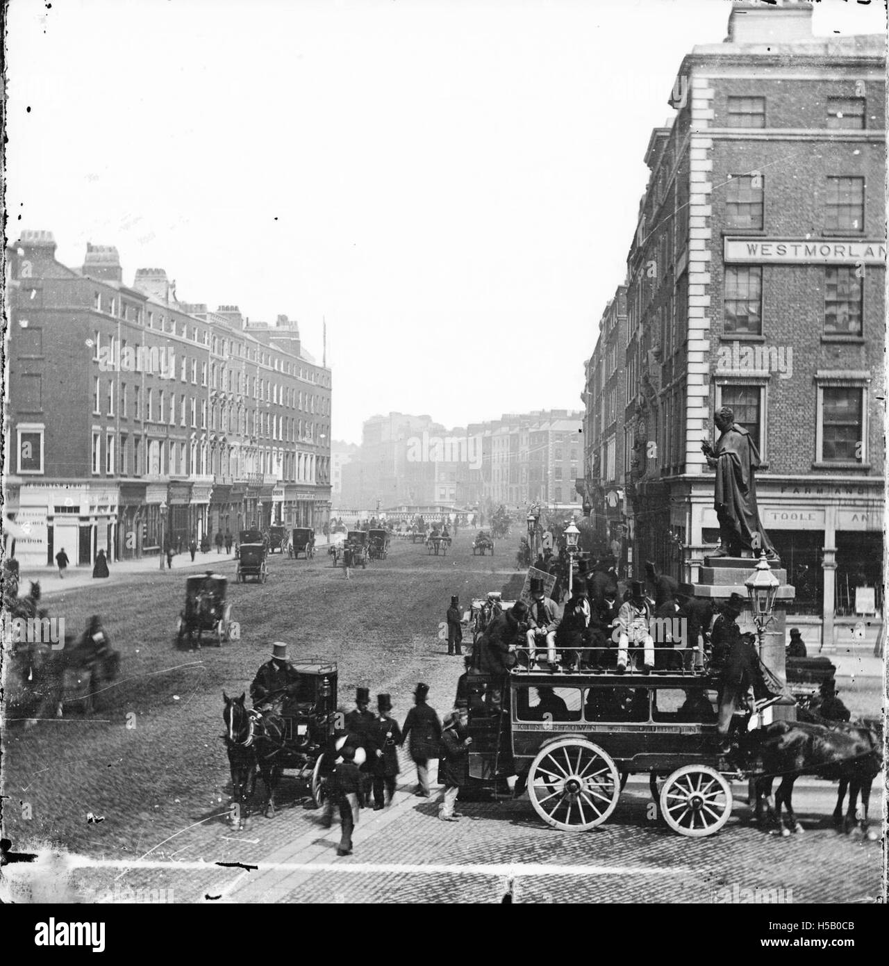 A cavallo il Omnibus, Westmoreland Street Dublin Foto Stock