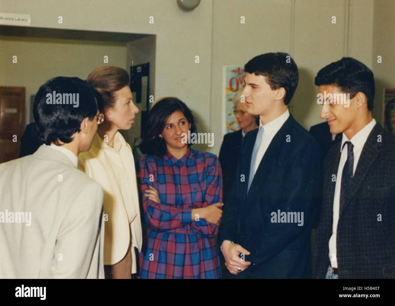 La principessa Anna, Cancelliera dell'Università di Londra, visitò la scuola l'8 maggio 1986. Questo evento ha segnato un momento importante nella storia dell'Università, mostrando il coinvolgimento reale nelle istituzioni educative. Foto Stock