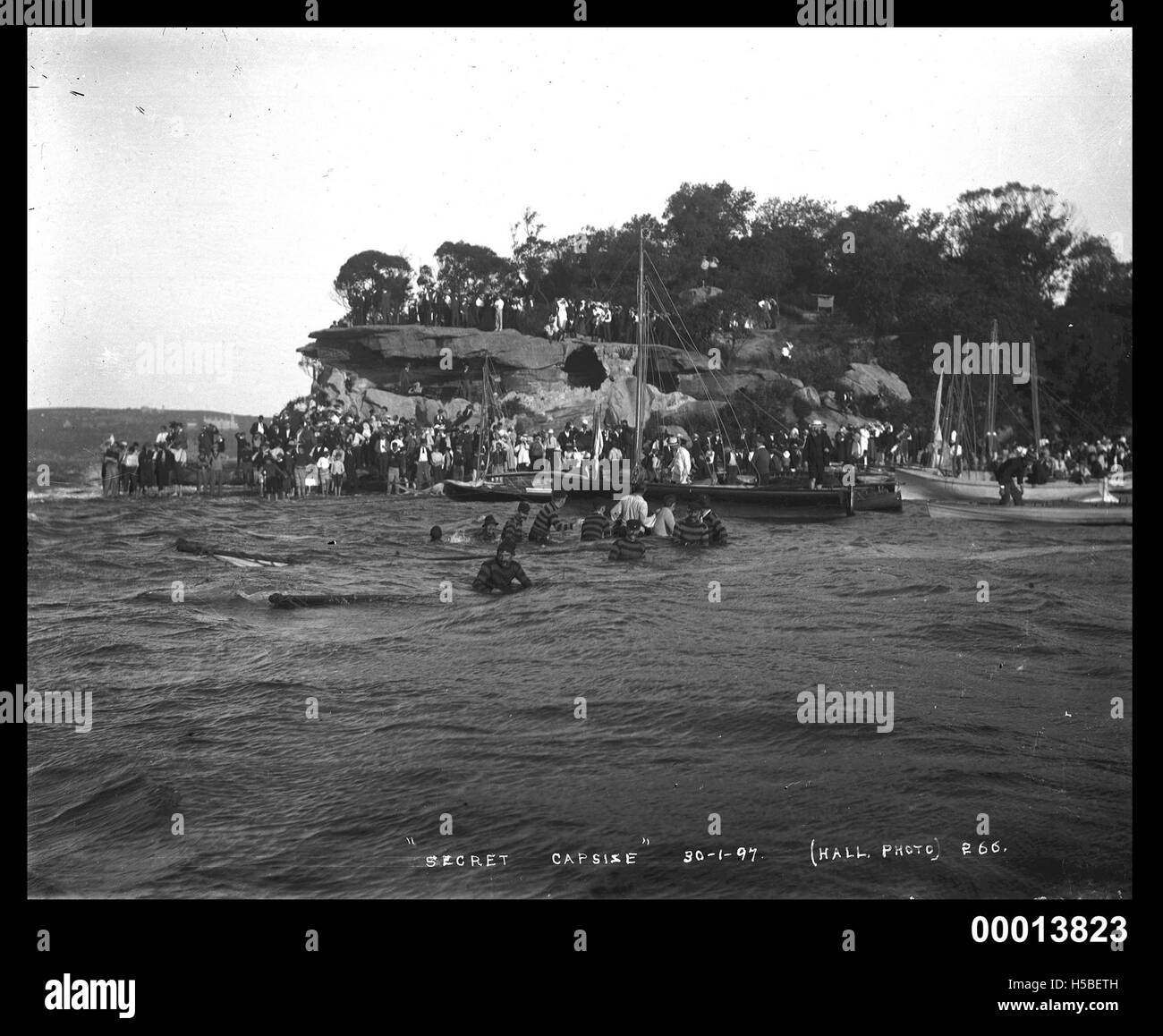 Un riferimento al SEGRETO, una nave che si è rovesciata vicino a Clark Island, forse in un disastro marittimo o in un incidente. Foto Stock